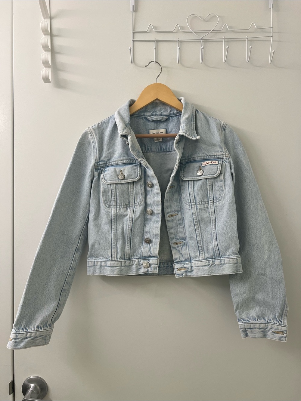 Calvin Klein Jeans Light Blue Cropped Denim Jacket